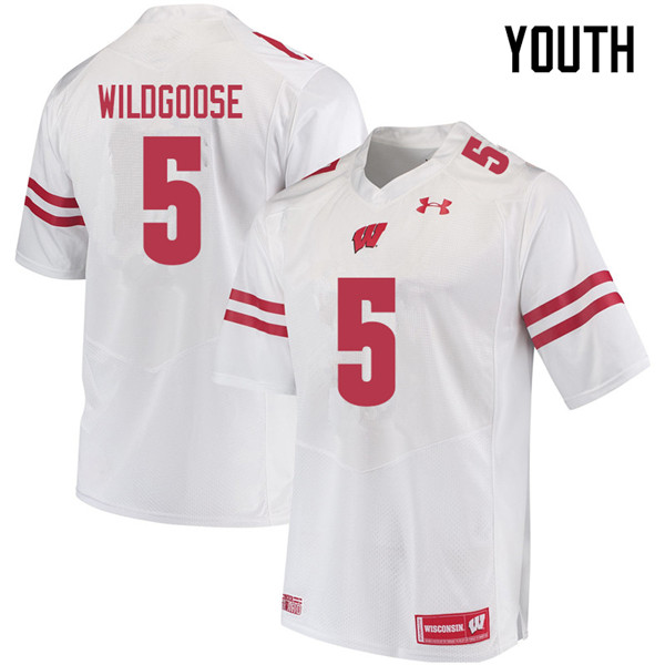 Youth #5 Rachad Wildgoose Wisconsin Badgers College Football Jerseys Sale-White